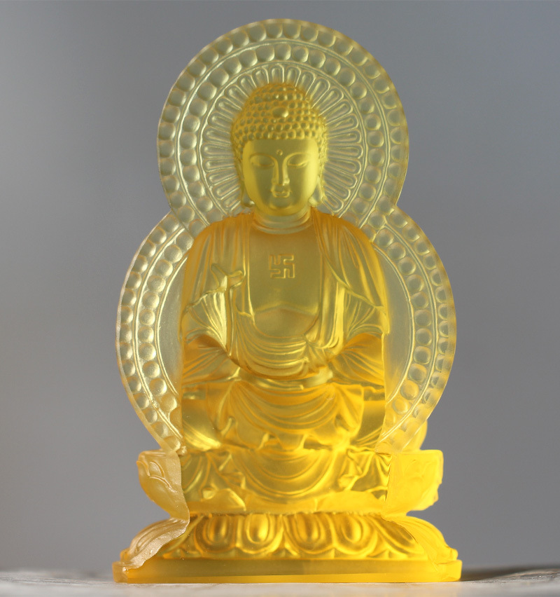 琉璃背板释迦摩尼佛佛像摆件居家客厅佛堂桌面摆放发光底座家佛具