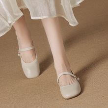 新中式马面裙鞋平底软皮软底低跟单鞋女2024新款芭蕾鞋女外穿