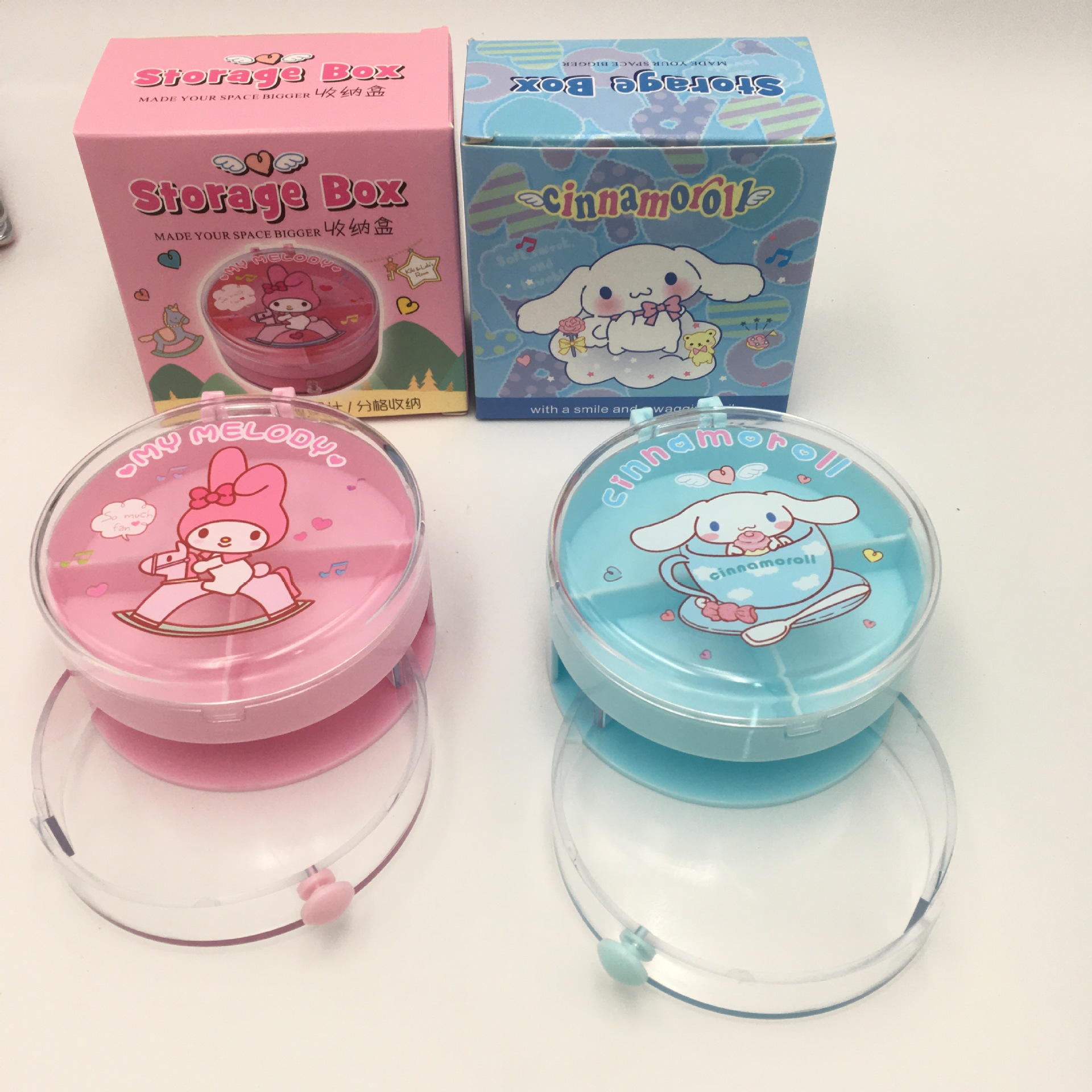 Anime Sanrio Double-Layer Storage Box Melody Cinnamon Give Hello Kitty Desktop Drawer Storage Box Candy Box