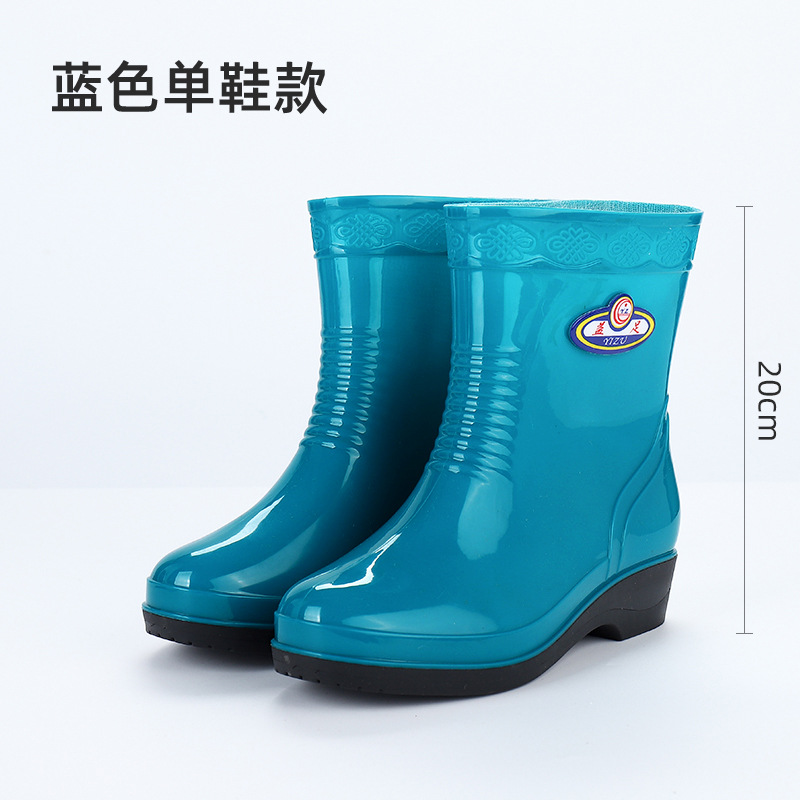 2023 New Adult Women's Kitchen Work Anti-Slip Rain Boots Women's Mid-Calf Outer Wear Flat Fashion Rain Boots