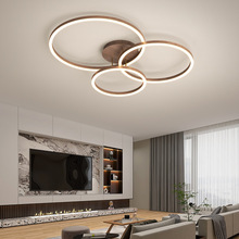 客厅灯2023年新款现代简约大气led吸顶灯北欧圆形胡桃木卧室灯具