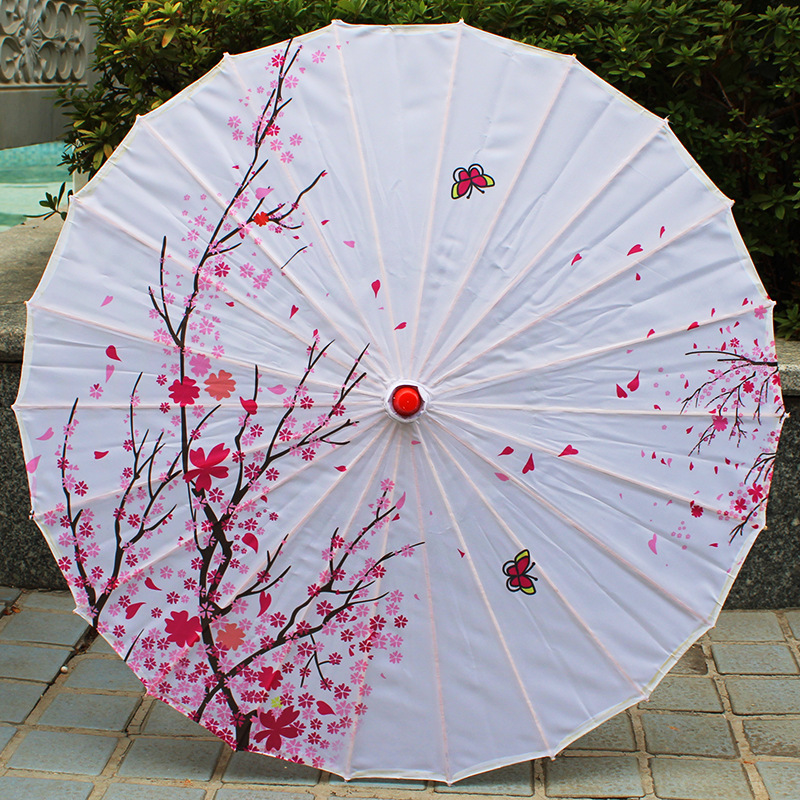 Oiled Paper Umbrella Silk Cloth Printed Umbrella Antique Umbrella Wholesale National Trendy Style Hanfu Decorative Suspended Ceiling Dance Performance Umbrella