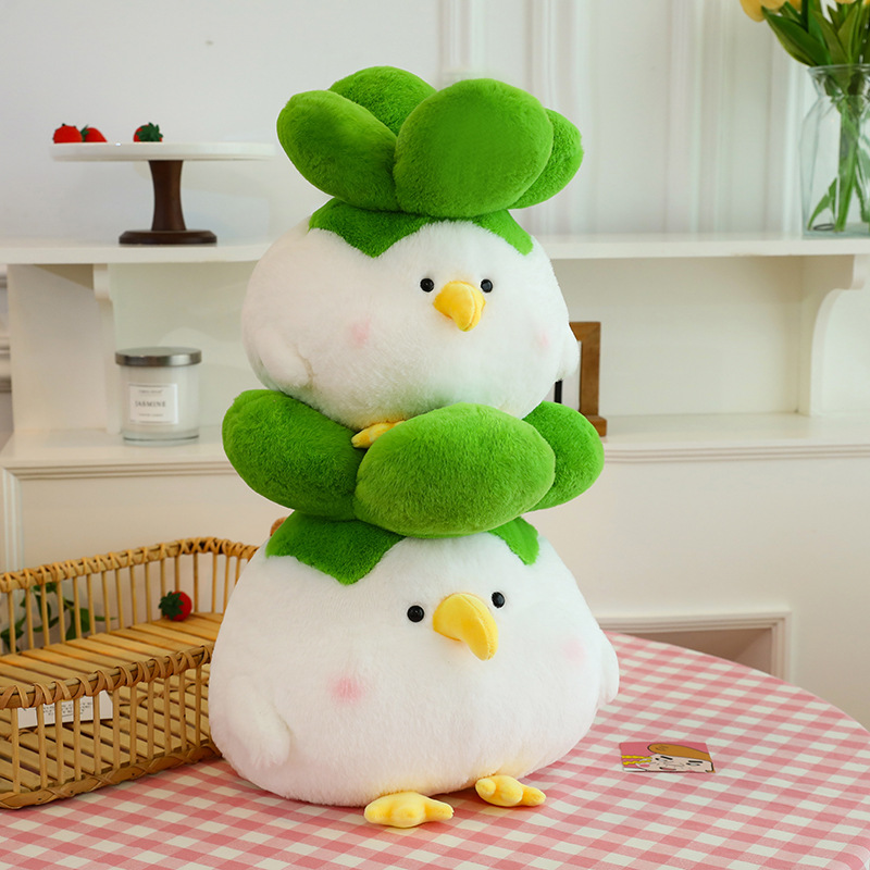 Cross-Border Network Red Crystal Cainiao Plush Toy Small Dish Chicken Doll Big White Geese Plush Pillow Wholesale Cartoon Cushion