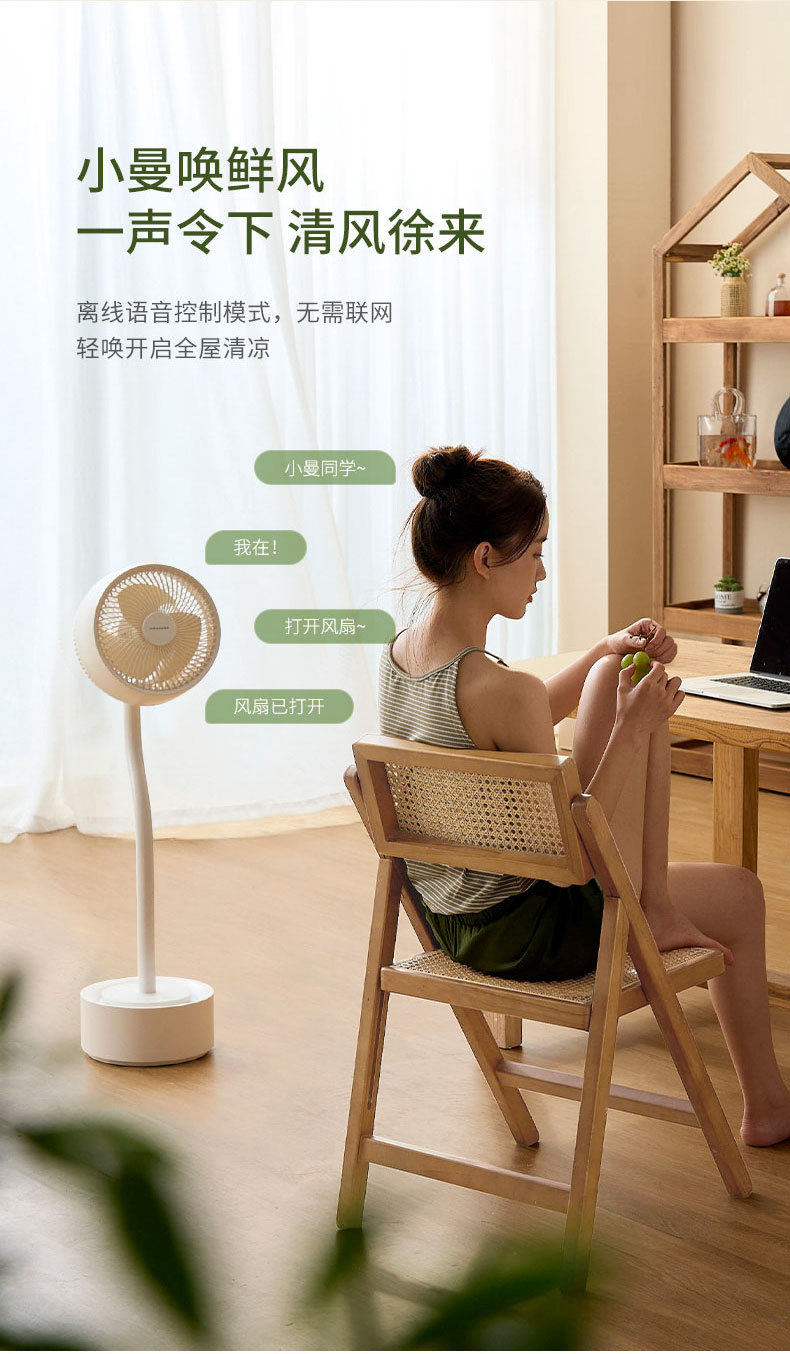 日本amadana艾曼达智能空气循环扇家用3d立体涡轮落地电风扇c9