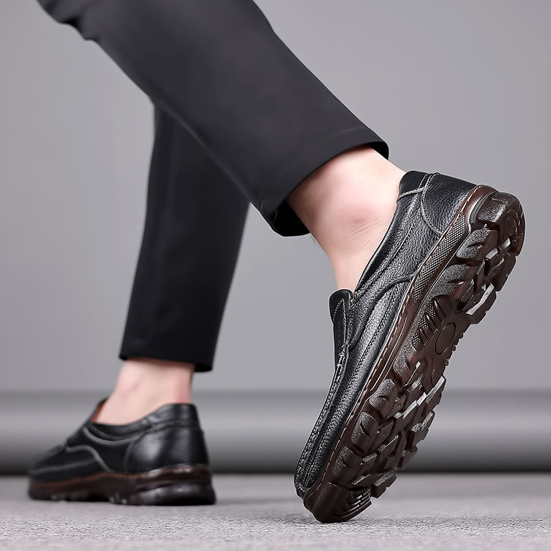 头层牛皮大头皮鞋男牛筋底男鞋子皮鞋男防臭男士商务休闲皮鞋真皮