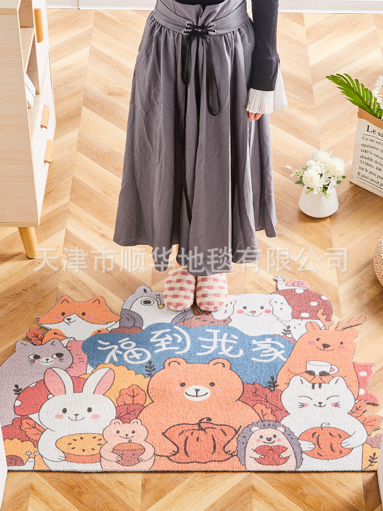 Cross-Border PVC Loop Floor Mat Door Mat Cartoon Household Gate Red Carpet Dust-Absorbing Absorbent Non-Slip Carpet Mat