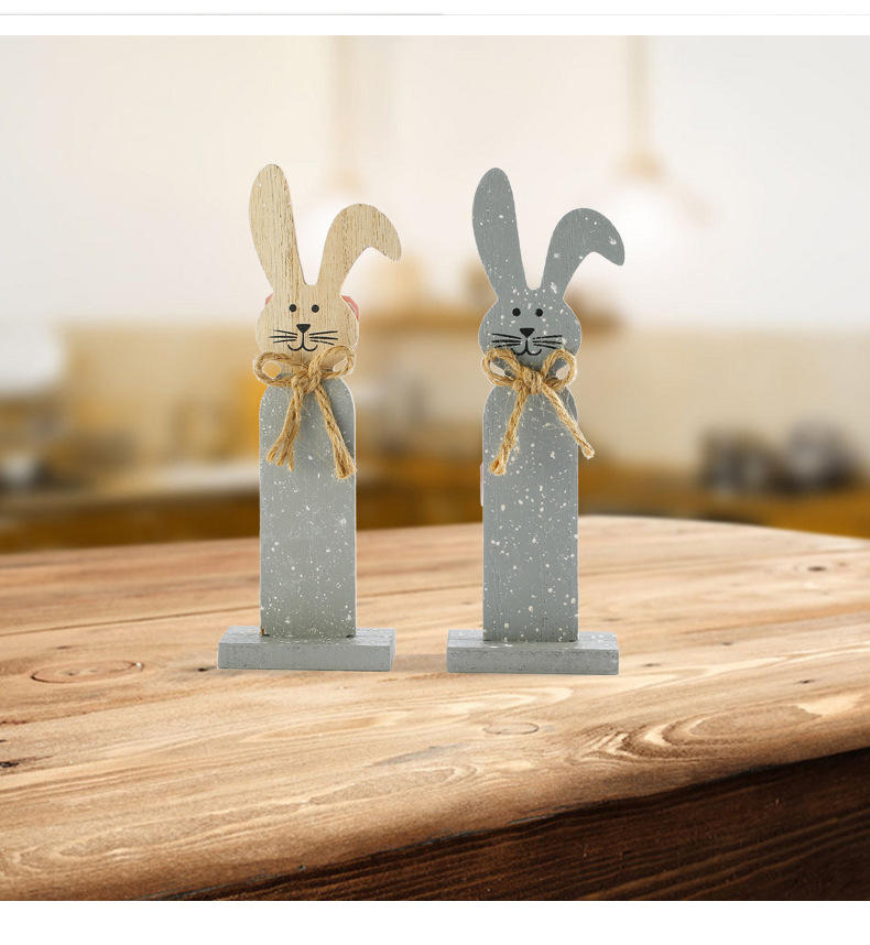 创意木质复活节工艺品装饰兔子家居摆件