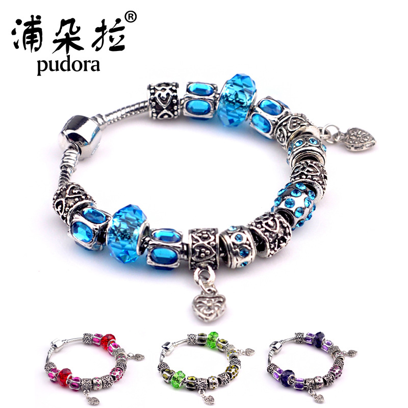 Pink Panjia Bracelet Couple Crystal Bracelet Women's European and American Beaded Crown DIY Pan D Dora Bracelet Bracelet