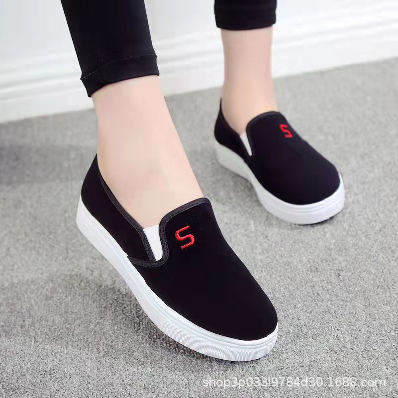 2022 New Student Old Beijing Slip-on Tendon Bottom Female Cloth Shoes Canvas Sports Anti-Slip Wear-Resistant Low-Cut Lightweight