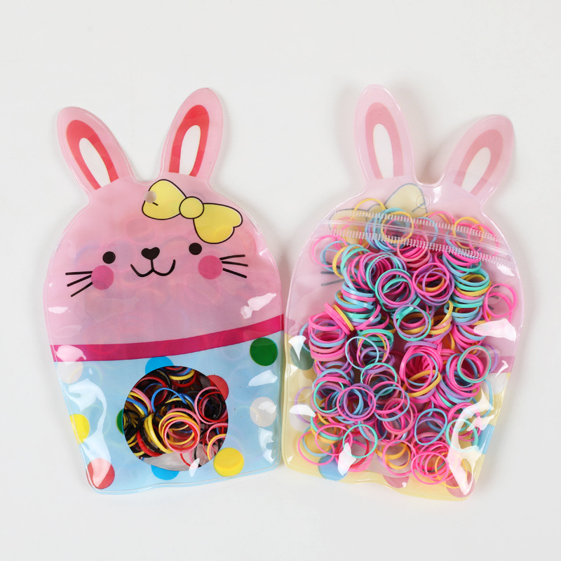 Disposable Rubber Band Baby Hair Band Does Not Hurt Hair Color Small Rubber Band Wholesale Cartoon Bagged Rubber Band