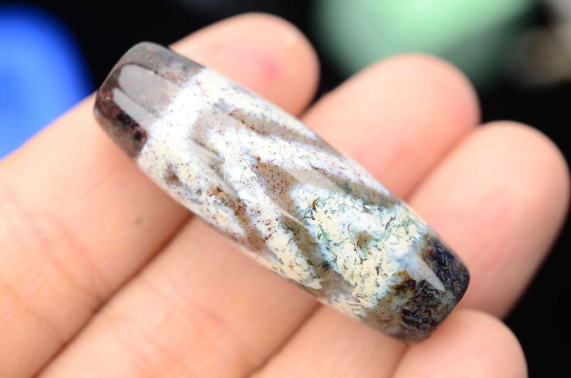 西藏真品 象雄古国天降石玛瑙满朱砂象雄九眼天珠供佛项链手持