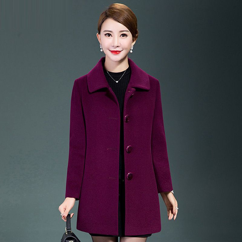 冬装妈妈装羊毛呢外套中长款女羊绒大衣呢子中老年女装毛呢大衣新