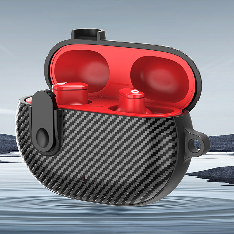 适用魔音beats studio buds保护套碳纤维纹简约锁扣式耳机保护壳