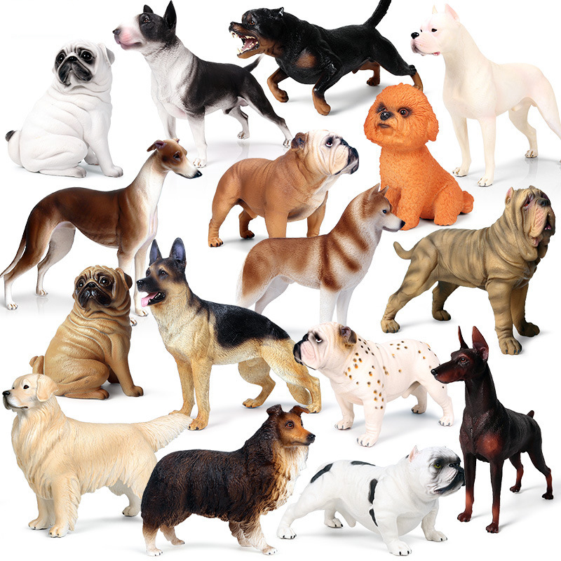 儿童仿真实心狗动物模型柯基犬斗牛犬杜宾犬恶霸犬哈士奇灵缇博美
