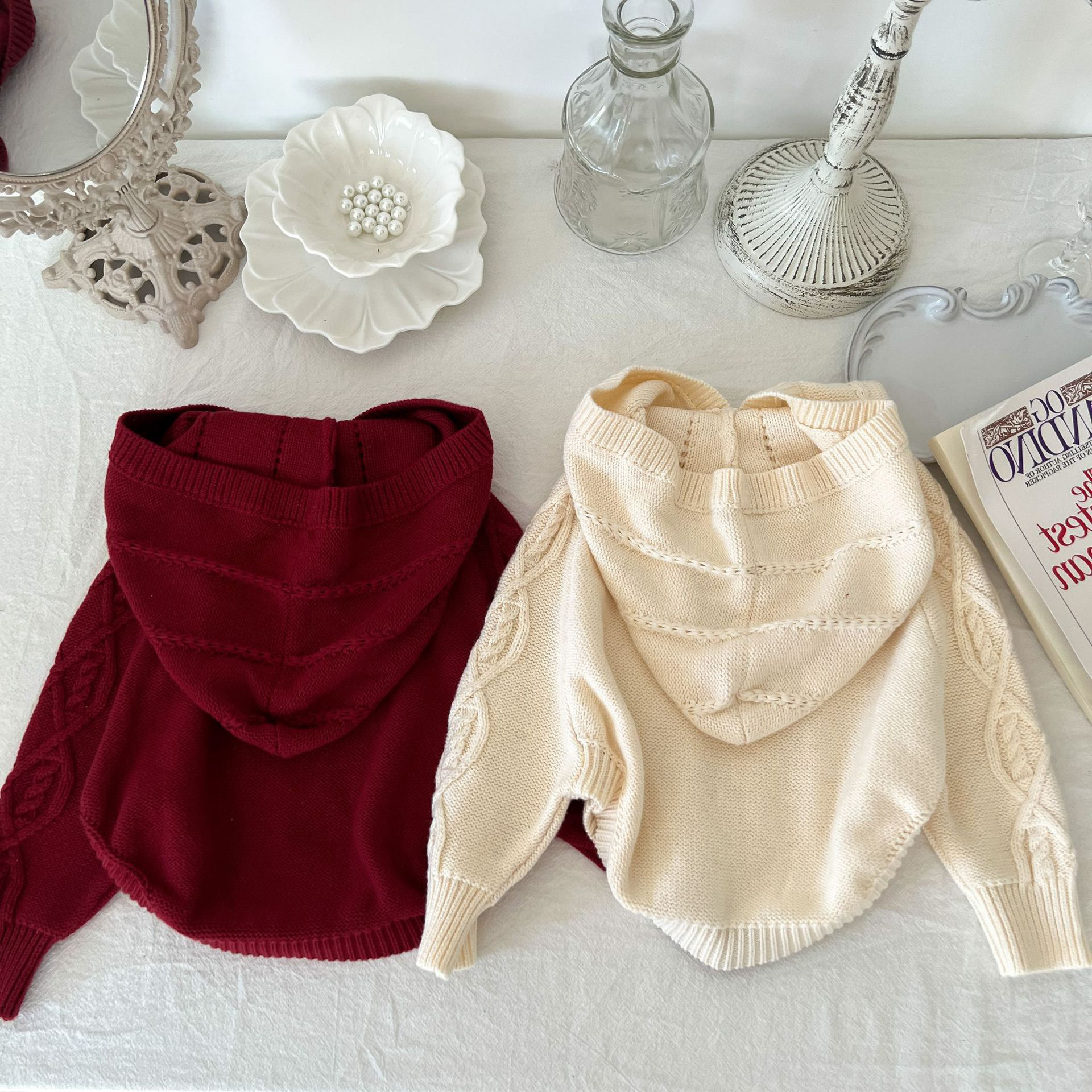 ins秋款韩版女童可爱连帽毛衣宝宝洋气麻花披肩斗篷针织套头上衣