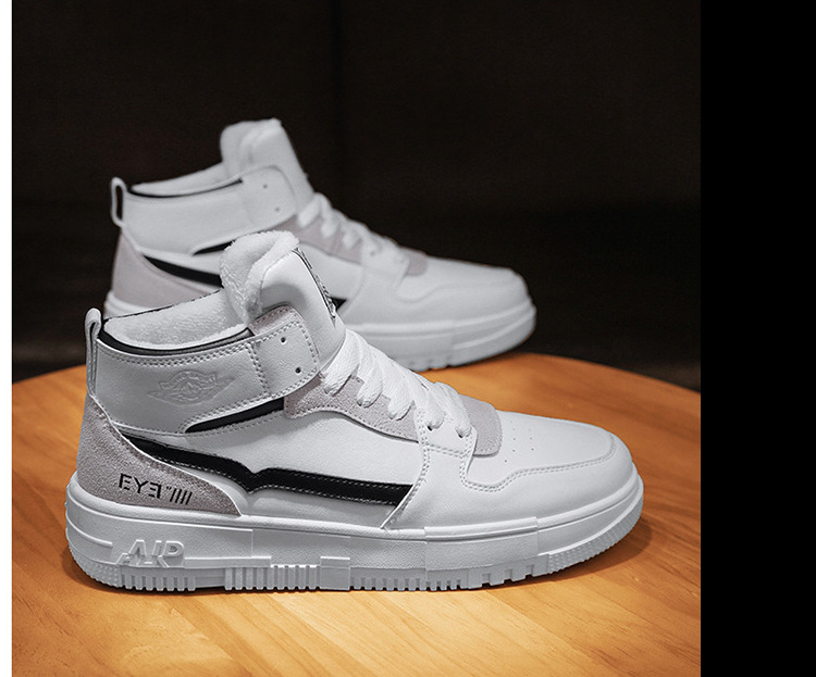 aj男鞋2021冬季新款高帮潮流百搭加绒保暖时尚板鞋青少年韩版潮鞋