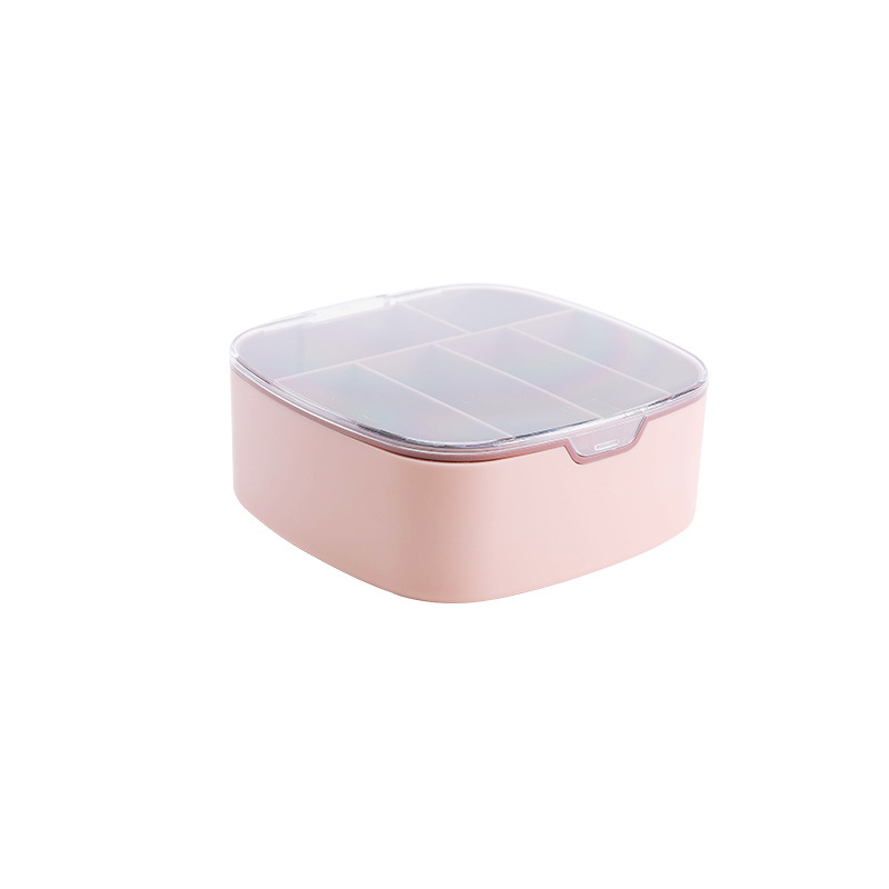 Desktop Storage Box Dustproof with Cover Compartment Data Cable Charger Organizing Box Student Portable Earphone Hair Ring Box