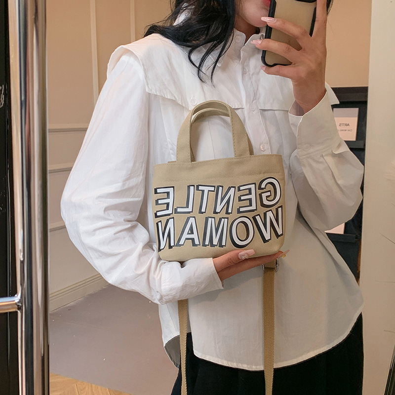 时尚字母帆布小包包女2024新款休闲洋气斜挎手机包外出手提袋批发