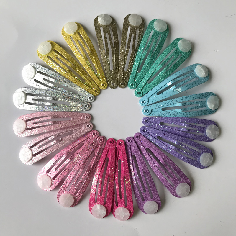 cross-border european and american 4.8cm children‘s hair accessories onion powder bb clip diy with bottom support glitter color hairpin water drop clip hairpin