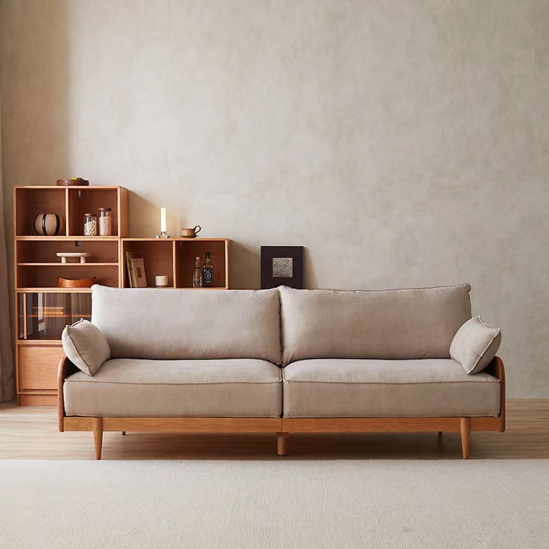 北美黑胡桃实木沙发简约樱桃木原木多功能小户型双三人位客厅沙发