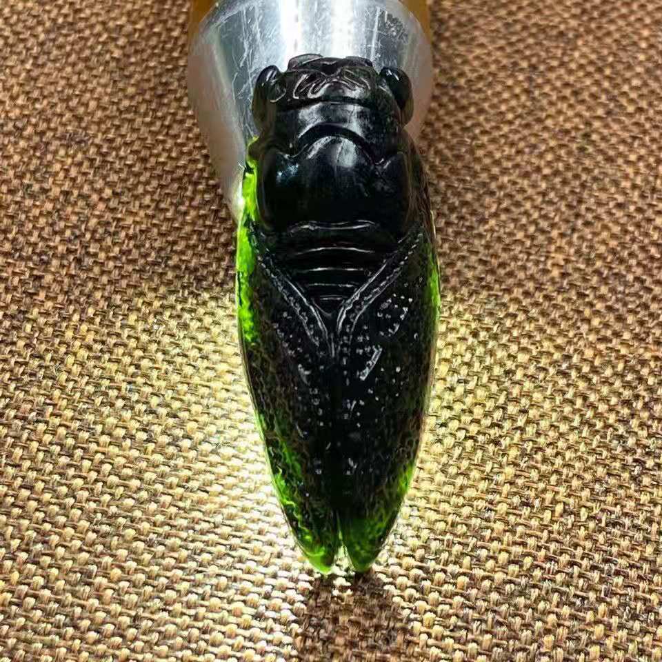 墨玉知了玉挂件蛇纹石玉吊坠玉蝉挂件玉石玉器直播货源