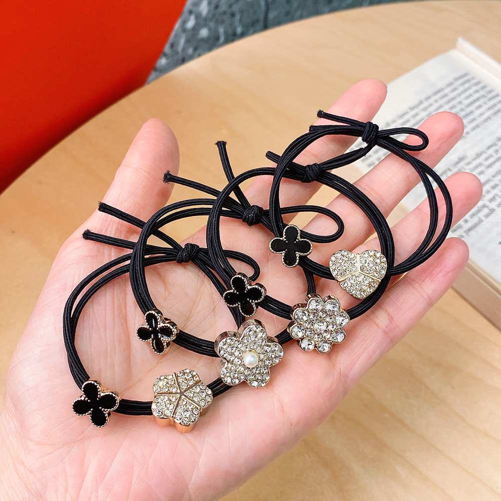 韩国ins高颜值水钻花朵头绳女生扎头发皮筋手链两用发绳爱心发圈