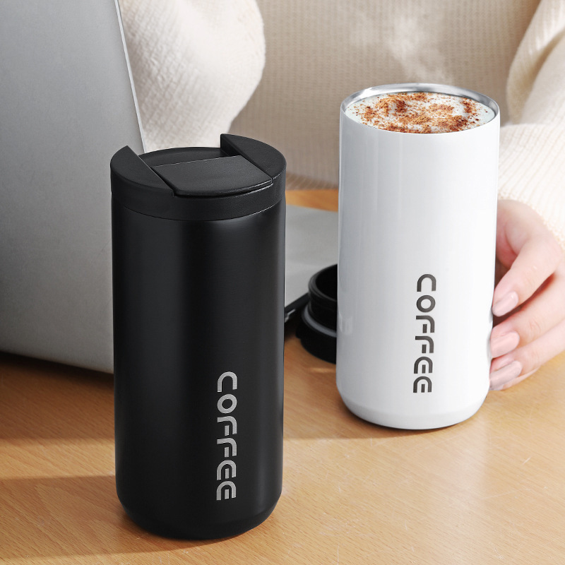 Exclusive for Cross-Border Fashion Korean Style Creative Coffee Cup Business Office Water Cup Outdoor Portable Double-Layer Thermos Cup