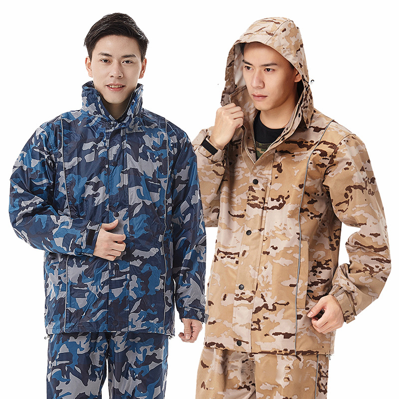 迷彩雨衣雨裤套装男分体长款全身防暴雨户外钓鱼女防水服一件代发