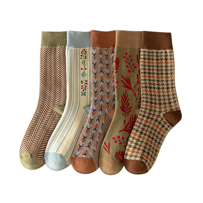 Autumn and Winter New Zhuji Socks Women Thickened Mid-Calf Length Loose Socks Wholesale Thickened Warm Japanese-Style Retro Women's Cotton Socks