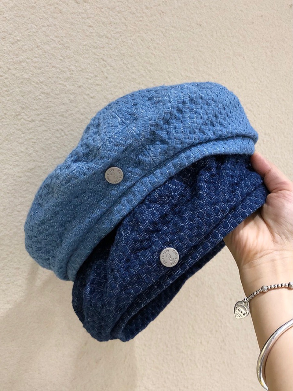 韩国东大门代购春夏新款潮流时尚画家帽子牛仔贝雷帽百搭显脸小女