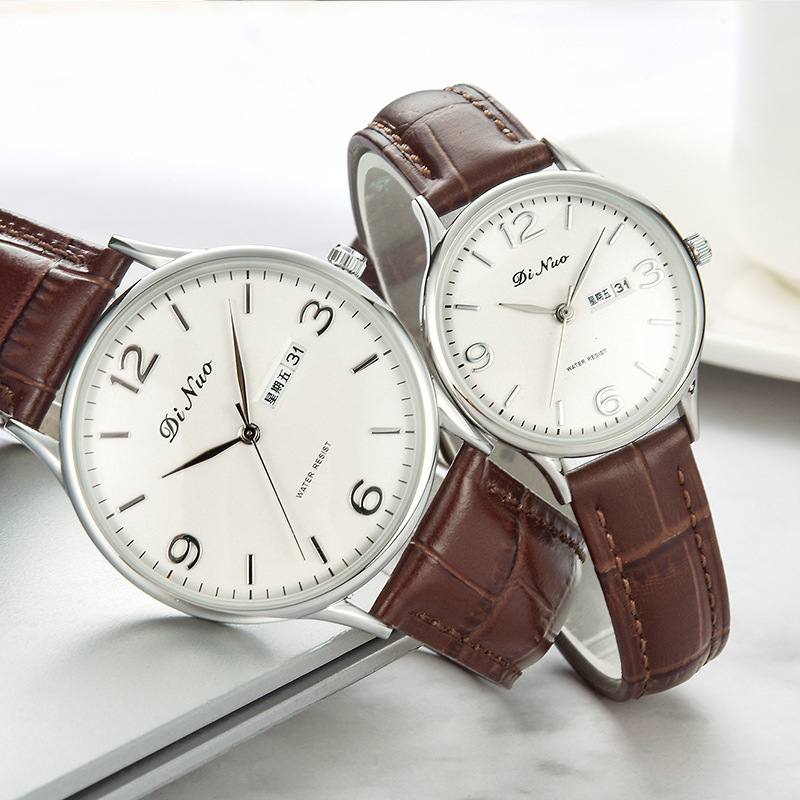 谛诺dinuo男女对表双日历纪念款时尚休闲百搭潮流学生白领5625