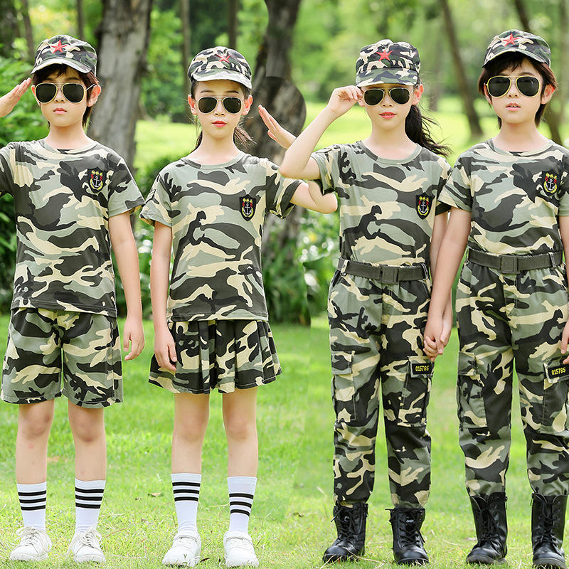 儿童迷彩服套装男童夏季军训服小学生夏令营短袖演出服特种兵服装