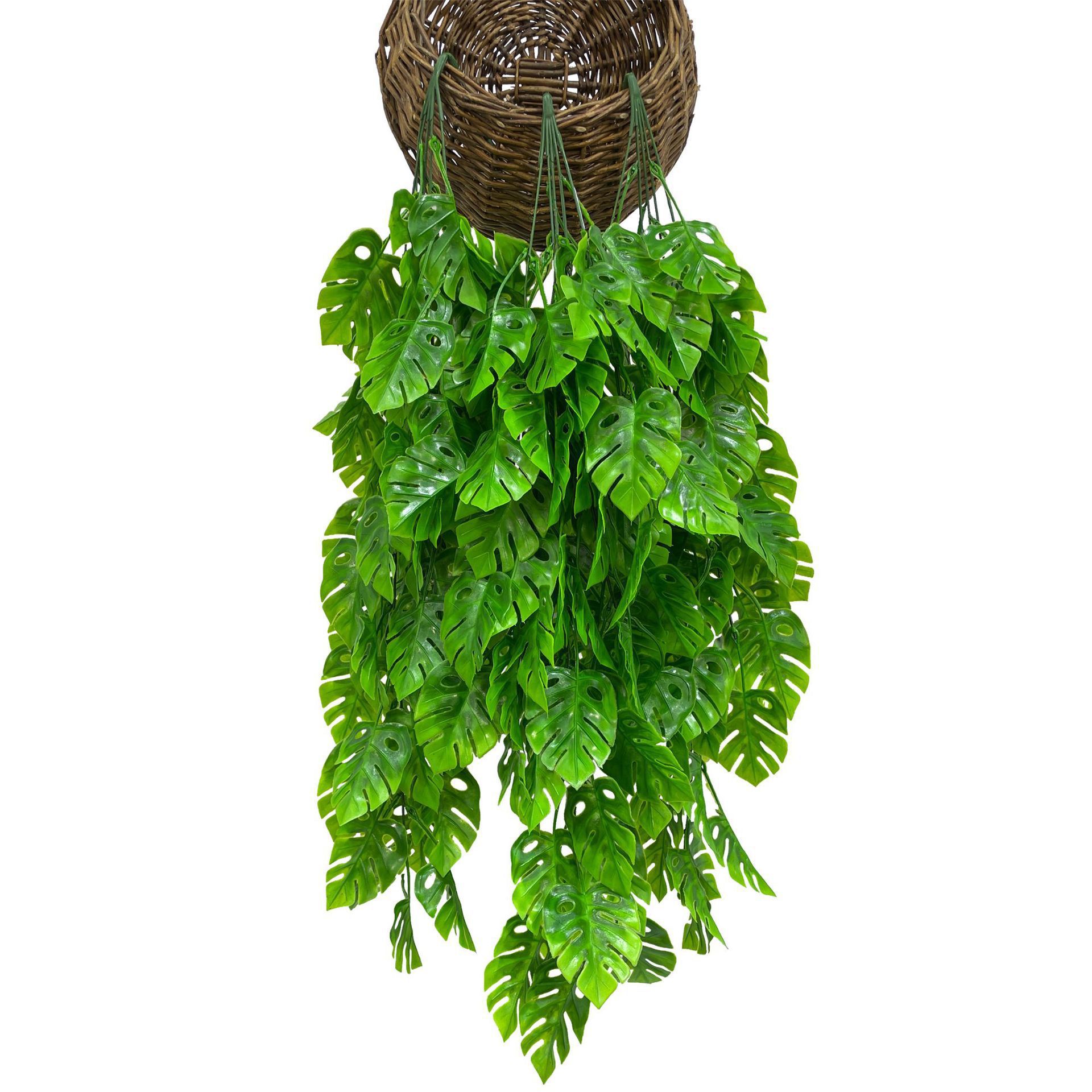仿真龟背叶客厅墙面装饰室内绿植壁挂花藤垂吊藤条植物假花藤蔓