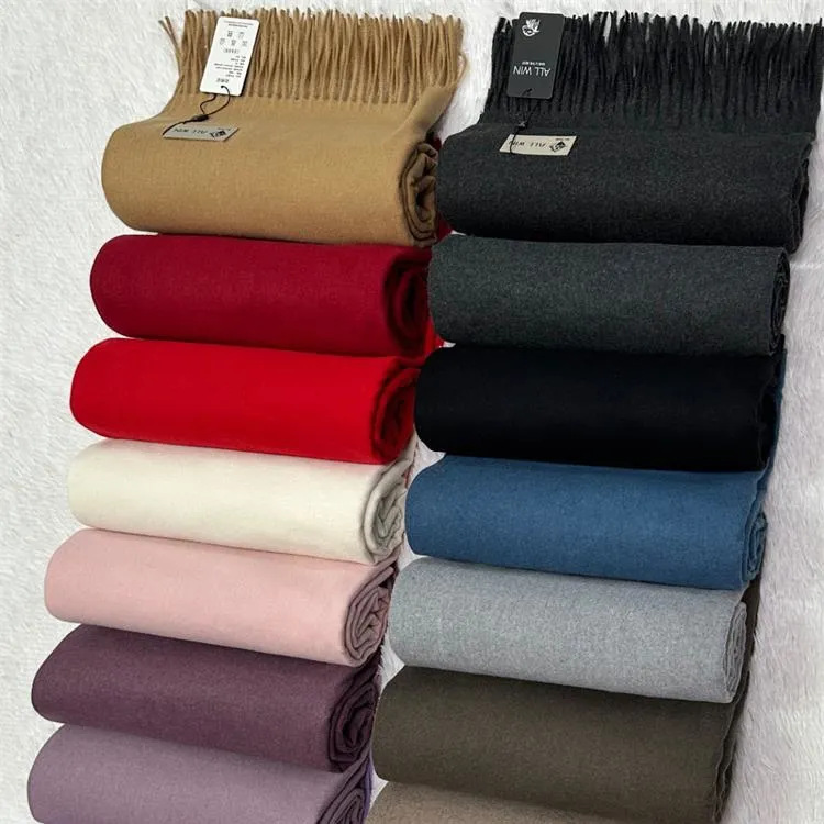 Winter Solid Color Shawl All-Matching Warm Wool Scarf Female Winter Hot Plush Hijab High Sense Wholesale