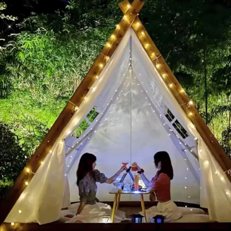 Outdoor Net Red Triangle Tent Tiantai Dining Scenic Spot B & B Hot Pot Barbecue Rain-Proof Cottage Starry Sky Camping Tent