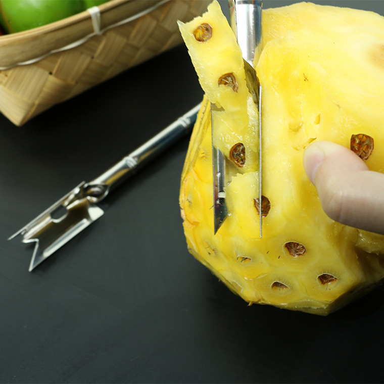 水果去皮菠萝铲凤梨刀菠萝不锈钢v型菠萝铲厨房去眼器厂家货源