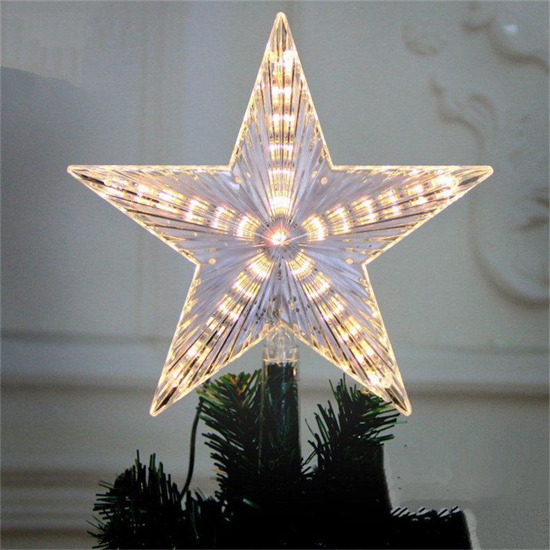 24年新品led五角星树顶灯橱窗直播氛围装饰圣诞节彩灯圣诞树顶灯