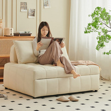 奶油风伸缩单人沙发床多功能小户型两用1米2双人布艺沙发折叠款