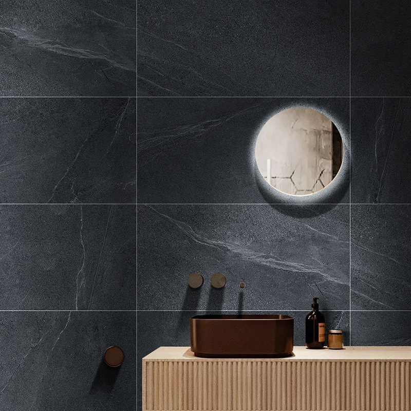 大漠孤烟 感灰色糖果釉半抛卫生间浴室墙砖地砖仿古砖450x900