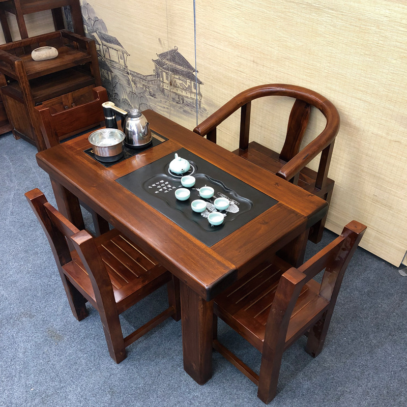 茶座桌椅套装喝茶专用桌茶桌一桌五椅小型茶桌椅组合实木泡茶桌