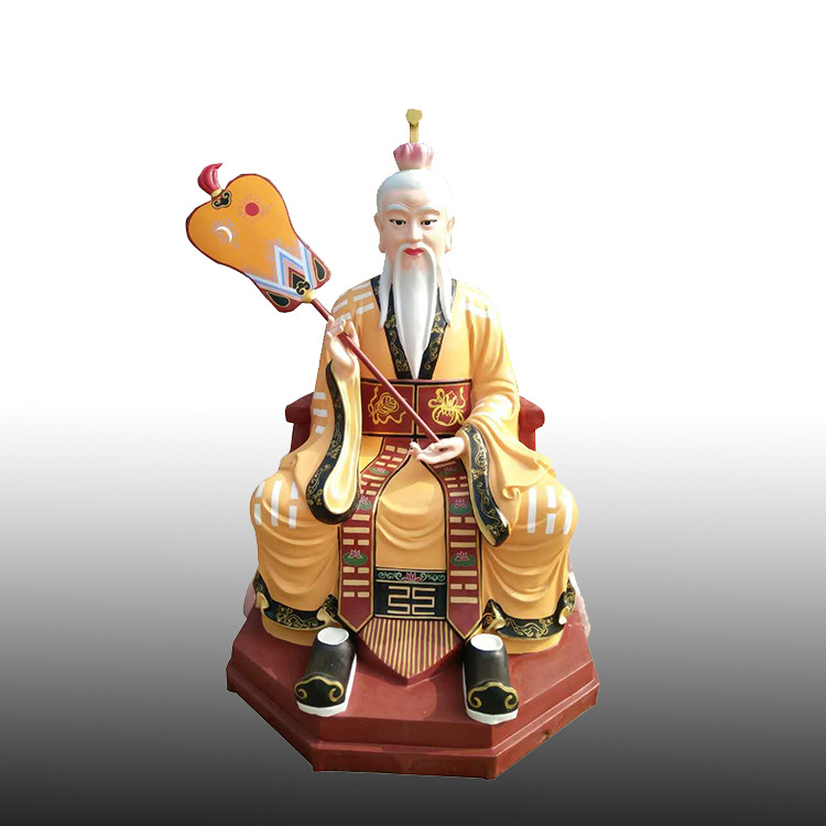 制作铜雕三清神像道教三清灵宝星君元始天尊纯铜贴金彩绘