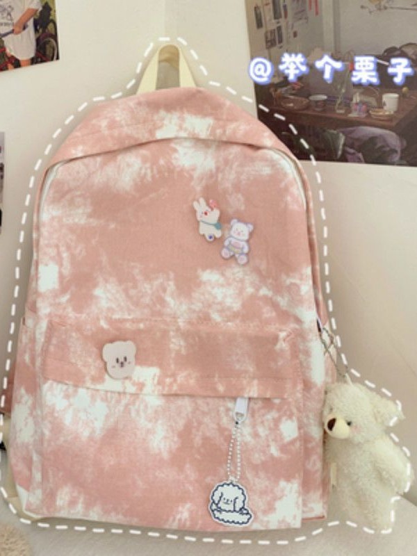 schoolbag female korean style college student mori all-match vintage tie-dyed canvas backpack ins japanese style junior high school backpack