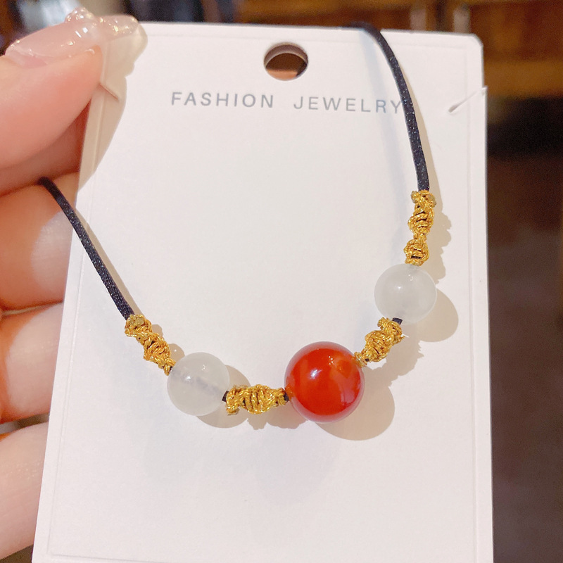 Jequirity Bean Popular Red Agate Bracelet Necklace Girlfriends Couple Token Gift Fashion