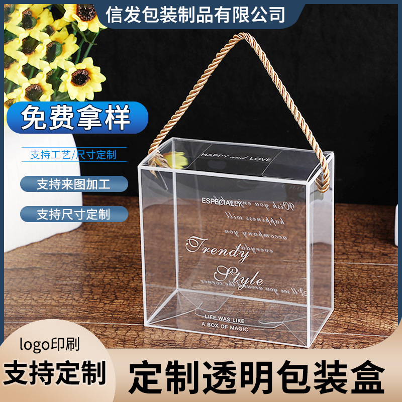 pvc透明盒塑料折盒糖果水果手办包装盒透明折叠塑料盒手提苹果盒