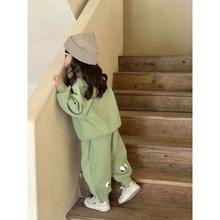 女童卡通卫衣套装宝宝童装韩版洋气时髦休闲加绒两件套