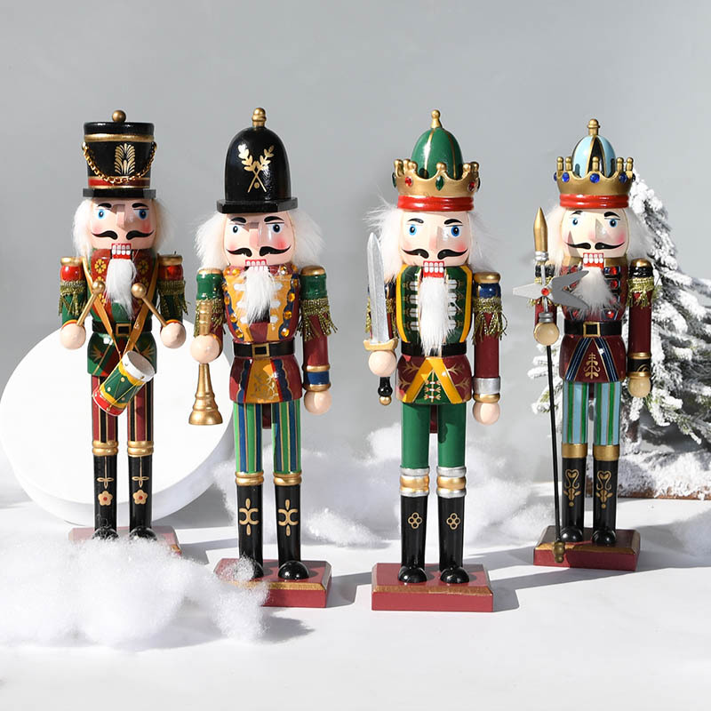 30cm Nutcracker Puppet Tin Soldier Wood Nutcracker Foreign Trade Spot Vintage Christmas Small Ornaments