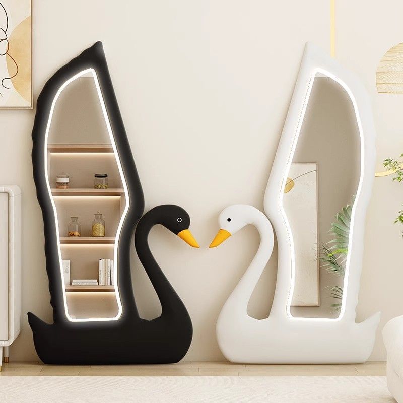 天鹅穿衣镜全身家用客厅ins网红北欧卧室靠墙试衣镜服装店落地し