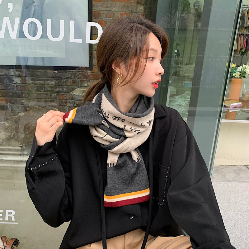 2021 new plaid scarf for women autumn and winter double-sided cashmere-like thermal long shawl korean style student scarf for women
