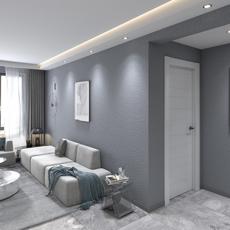 加厚无缝墙布灰蓝色客厅卧室电视沙发背景墙简约现代轻奢素色壁布