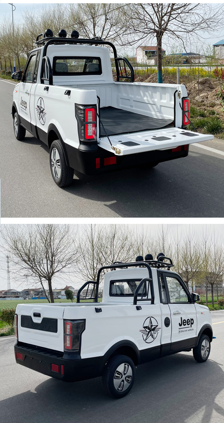 新款电动四轮皮卡车单排皮卡客货两用成人代步拉人载货油电两用